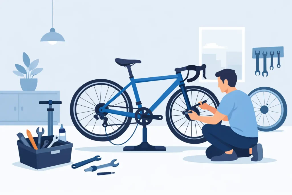 Cykelreparation hjemme - på den adrassen