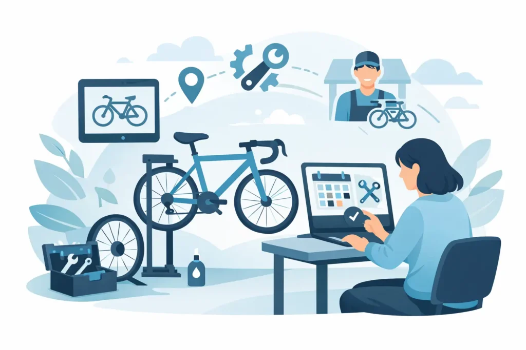 Hvordan booker man cykelreparation online?